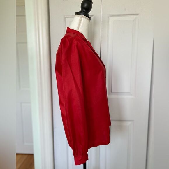 Cherry Red Vintage Secretary Blouse - Picture 2 of 6